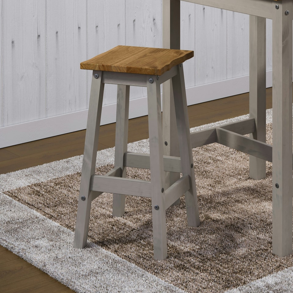 image 1 of Corona Grey, Live Edge High Breakfast Stools (Pair) Grey
