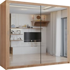 Sliding wardrobes 4U Modern Full Mirror Sliding Door Wardrobe Multi Size & Color Options - 203cm Brown | 203cm(Oak)