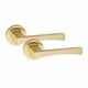 image 3 of Golden Grace 6 Pairs Wave Design Door Handles Latch on Round Rose in Electro Brass Finish with 2.5" Tubular Latch and 3" Standard Butt Hinges - 52mm Diameter Gold