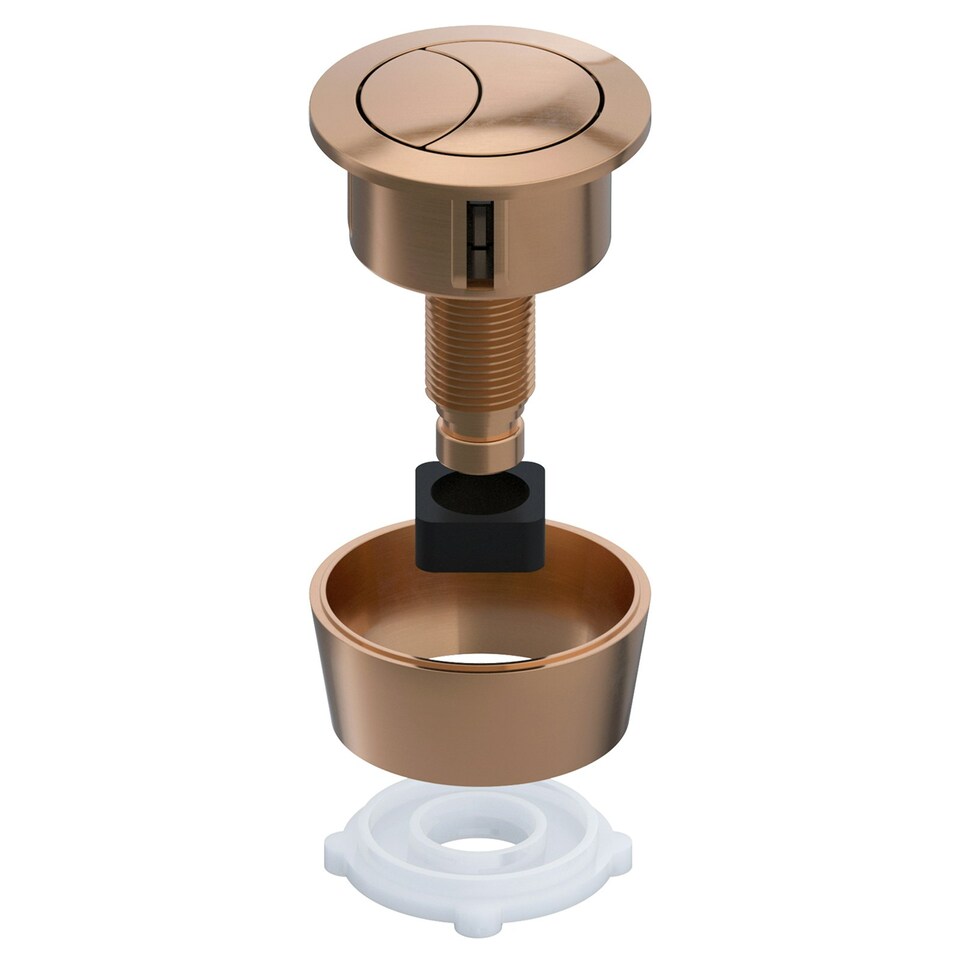 image 1 of SPARES2GO Universal Toilet Cistern Dual Flush Push Button Kit for 20mm 40mm 50mm 60mm Lid Hole (Brushed Copper)