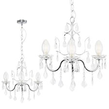 ValueLights Varuna Glass Droplet IP44 Rated Bathroom Chandelier Pendant Ceiling Light | Chrome