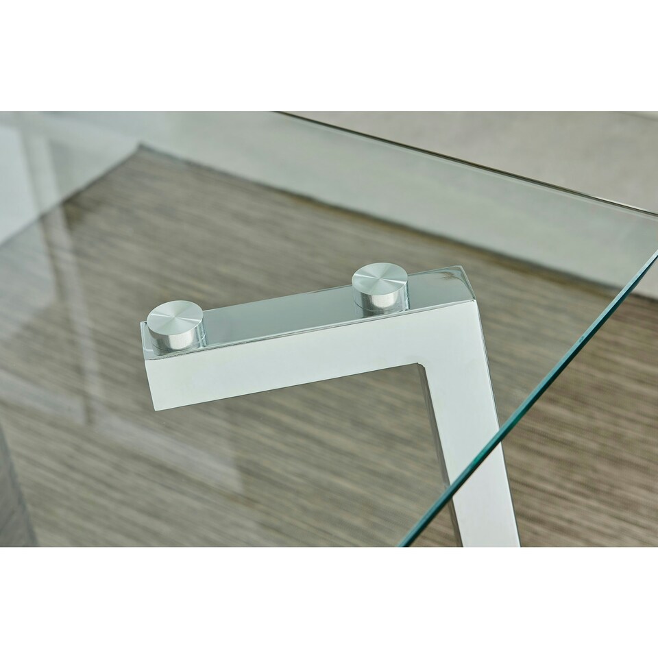 image 1 of Furniturebox Cosmo Chrome Metal And Glass Dining Table