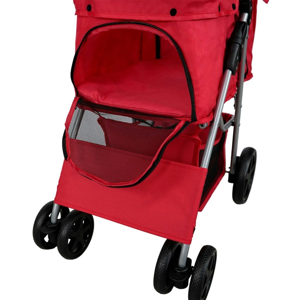 image 1 of Pet Stroller with Rain Cover – Red | Multi | One Size