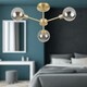 image 5 of First Choice Lighting Toner Satin Brass with Smoke Glass Globes 3 Light Flush Ceiling Light Bronze | Grey