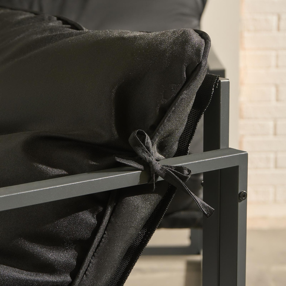 image 1 of OHS Miami 4PC Table Chair Set Outdoor Metal Frame Garden Patio Furniture | Black | One Size