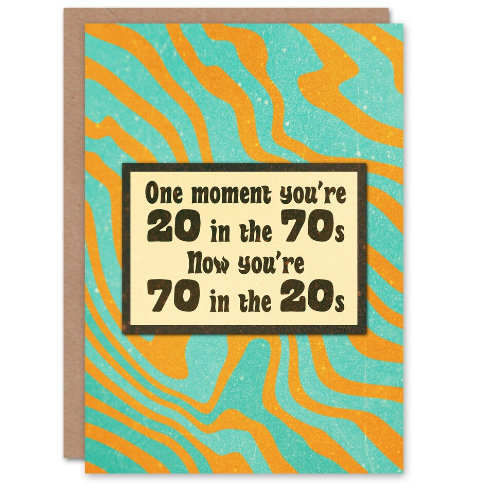 image 1 of One Moment You Are 20 in the 70s Humour Funny Birthday Card