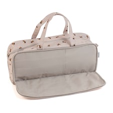 Hobby Gift Knitting Storage Bag with Zipped Needle Case, Natural Bees