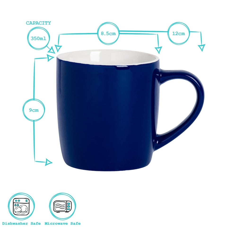 image 1 of Argon Tableware Coloured Coffee Mugs - 350ml - Navy - Pack of 2 | Blue | Navy | 2