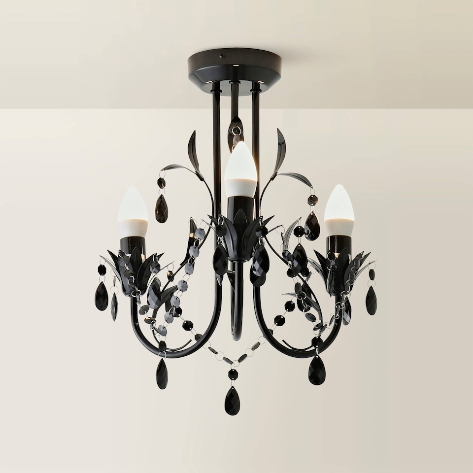 image 1 of ValueLights Odelia 3 Way Black Ceiling Light Chandelier | Black
