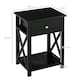 image 3 of HOMCOM 55cm End Side Table w/ Drawer Shelf Stand Black Black