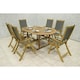 image 2 of Turnbury 6 Seater Dining Set with Folding High Back Armchairs and Round Extending Table - Acacia Hardwood