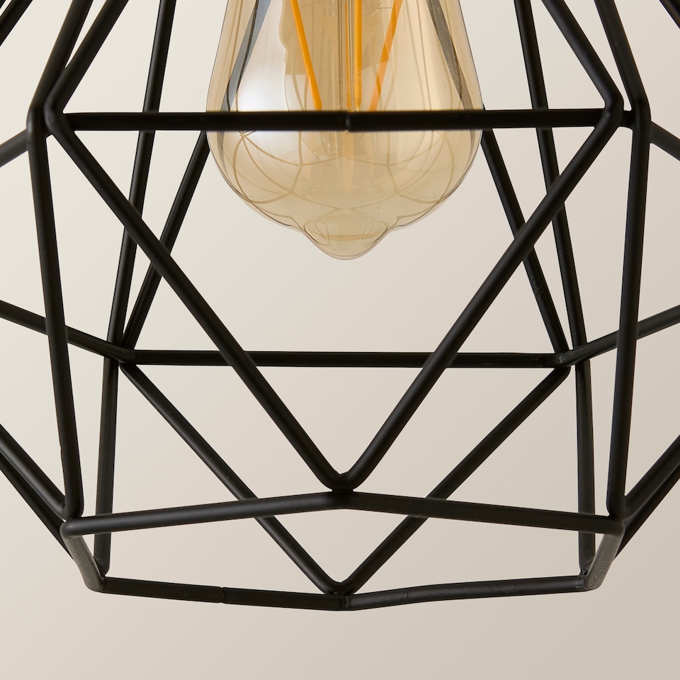 image 1 of ValueLights Diablo Pair Black Wire Frame Non Electric Pendant Shade | Black
