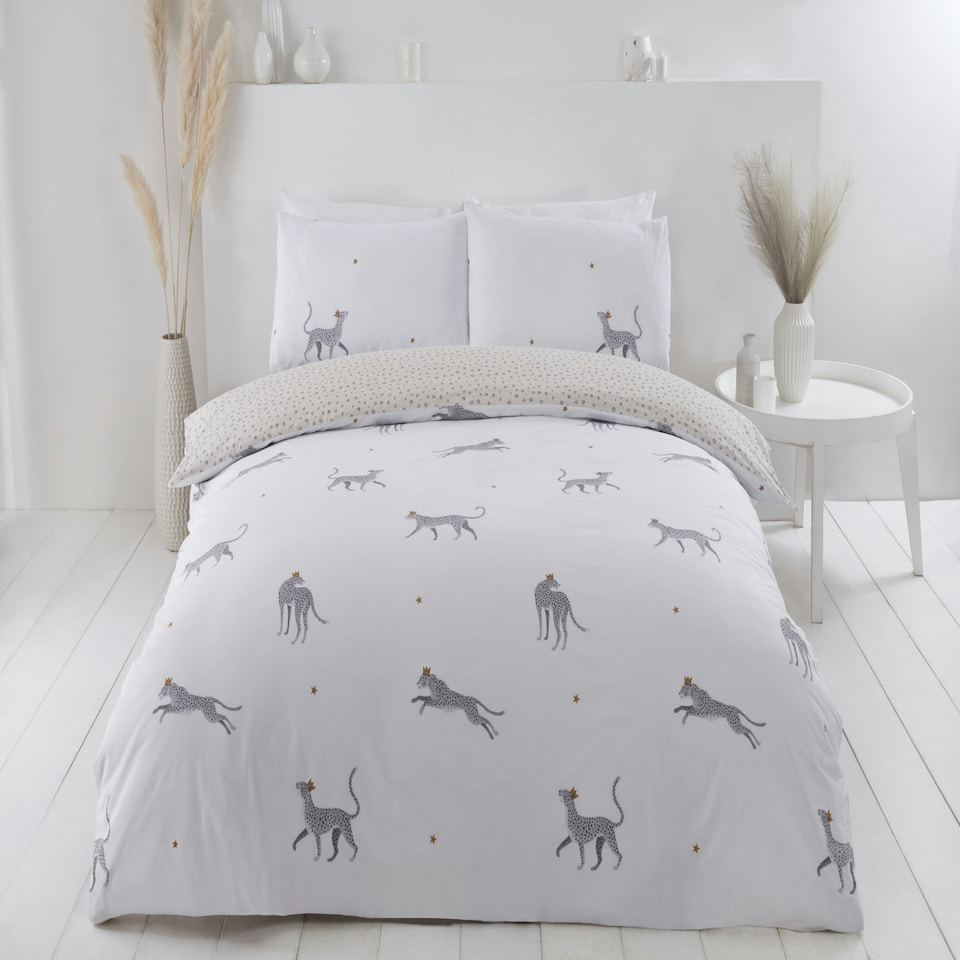 image 1 of PH Leopard Polycotton Duvet Cover Set with Pillowcase Multi | Super King