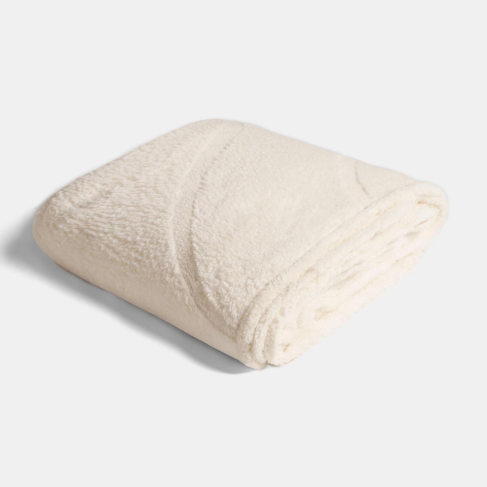 image 1 of OHS Tufted Contour Throw Teddy Fleece Blanket Winter Soft Warm Bedspread - 125 x 150cm | White | Ivory