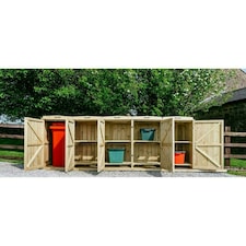 Chatburn 1 Wheelie Bin/8 Recycle Box Store - L80.4 x W308.5 x H120 cm - Fits 1x 180L or 1x 240L Wheelie Bins & 8x Recycle Boxes Brown