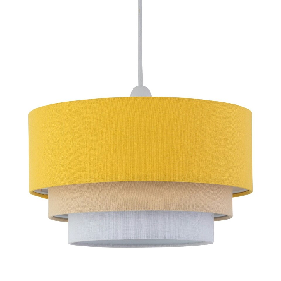 image 1 of First Choice Lighting Set of 2 Gabi Ochre Ombre Linen 3 Tier Ceiling Light Shades Yellow