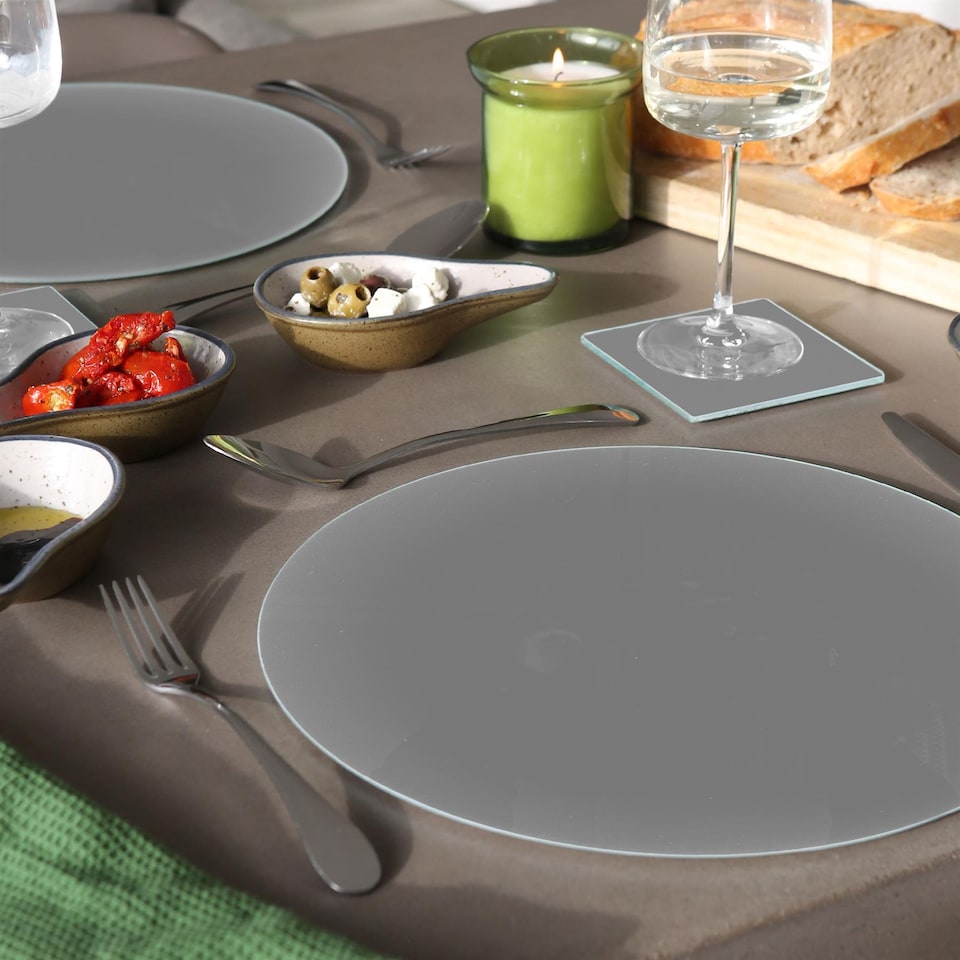 image 1 of Harbour Housewares Round Glass Chopping Board - 30cm - Grey | Grey | Grey