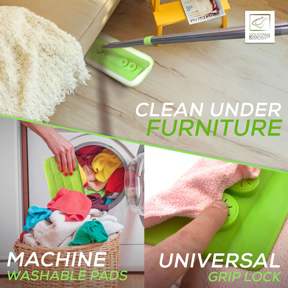 image 1 of Microfibre Mop with Washable Removable Pad for Laminate, Wood and Tile Floor