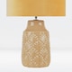 image 6 of First Choice Lighting Peacock Glazed Ceramic Lamp with Ochre Velour Shade Yellow | Yellow