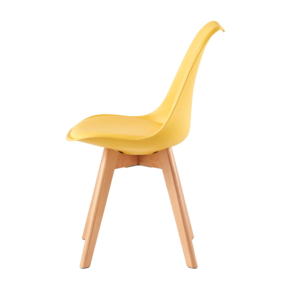 image 1 of MCC Direct Set of 6 Plastic Dining Chairs with Wooden Legs Kitchen Chairs Eva