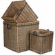 image 1 of Set of 3 Antique Wash Square Storage Log Basket