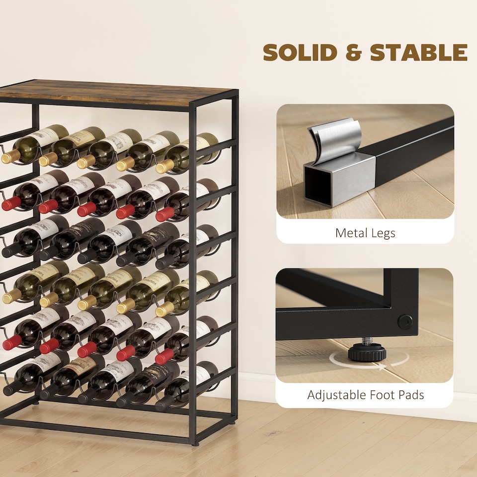 image 1 of HOMCOM 30 Bottles Wine Rack, 6 Tier Wine Storage Holder, Rustic Brown