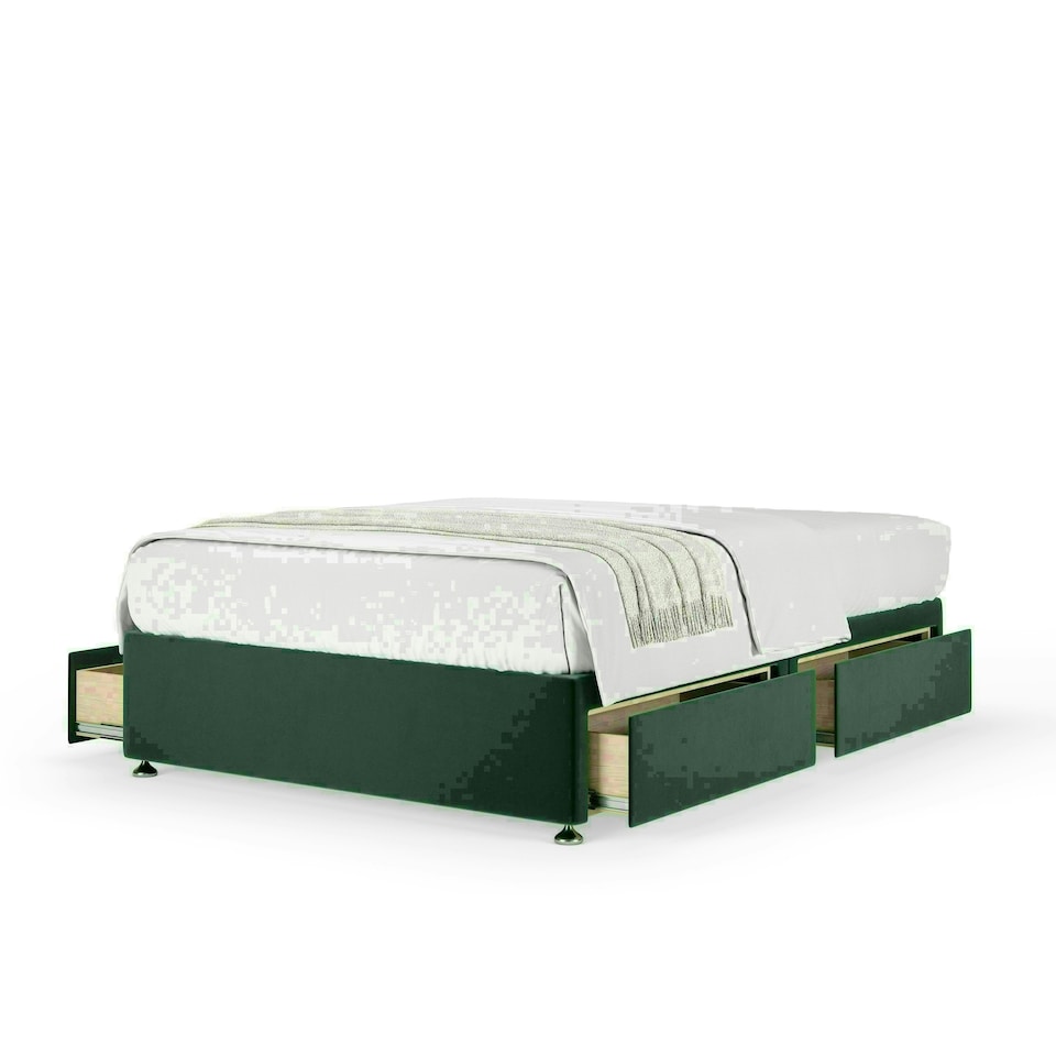 Emerald Green Plush Velvet 4 Drawer Divan Base Super King