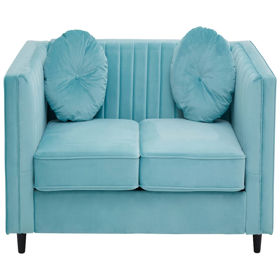 image 1 of Farah Two Seat Green Velvet Sofa Green