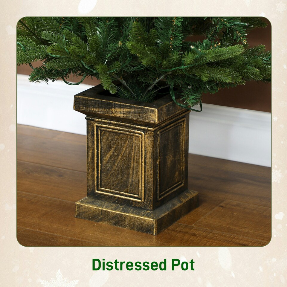 image 1 of HOMCOM 2 Pcs 4ft Artificial Christmas Tree with Lights, Pot, Realistic Tips