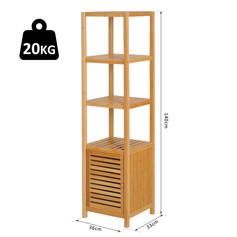 image 1 of HOMCOM 140 cm Storage Unit Freestanding Cabinet w/ 3 Shelves