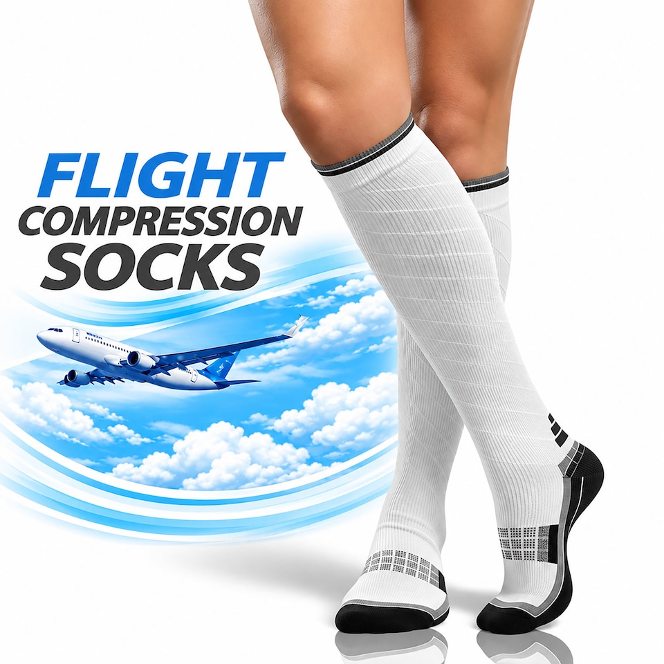 image 1 of aZengear Compression Socks for Women & Men (20-30 mmHg), Knee-High Flight Socks