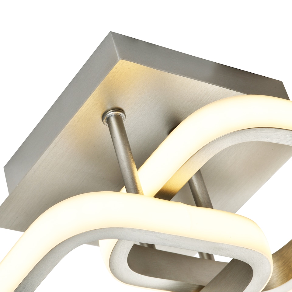 image 1 of Contemporary Compact Double Head 40w LED Ceiling Light Fitting in Brushed Nickel | Silver