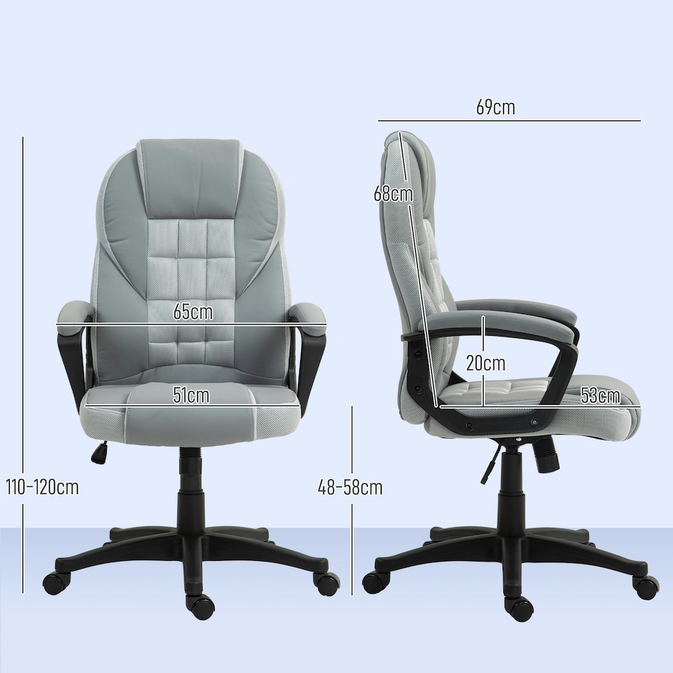image 1 of HOMCOM Executive Office Chair High Back Computer Chair with Armrests Grey