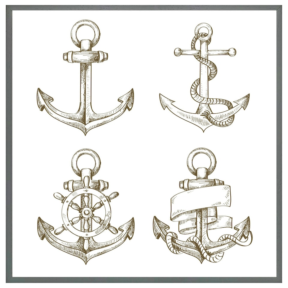 image 1 of Drawn anchors (Picture Frame) White | L