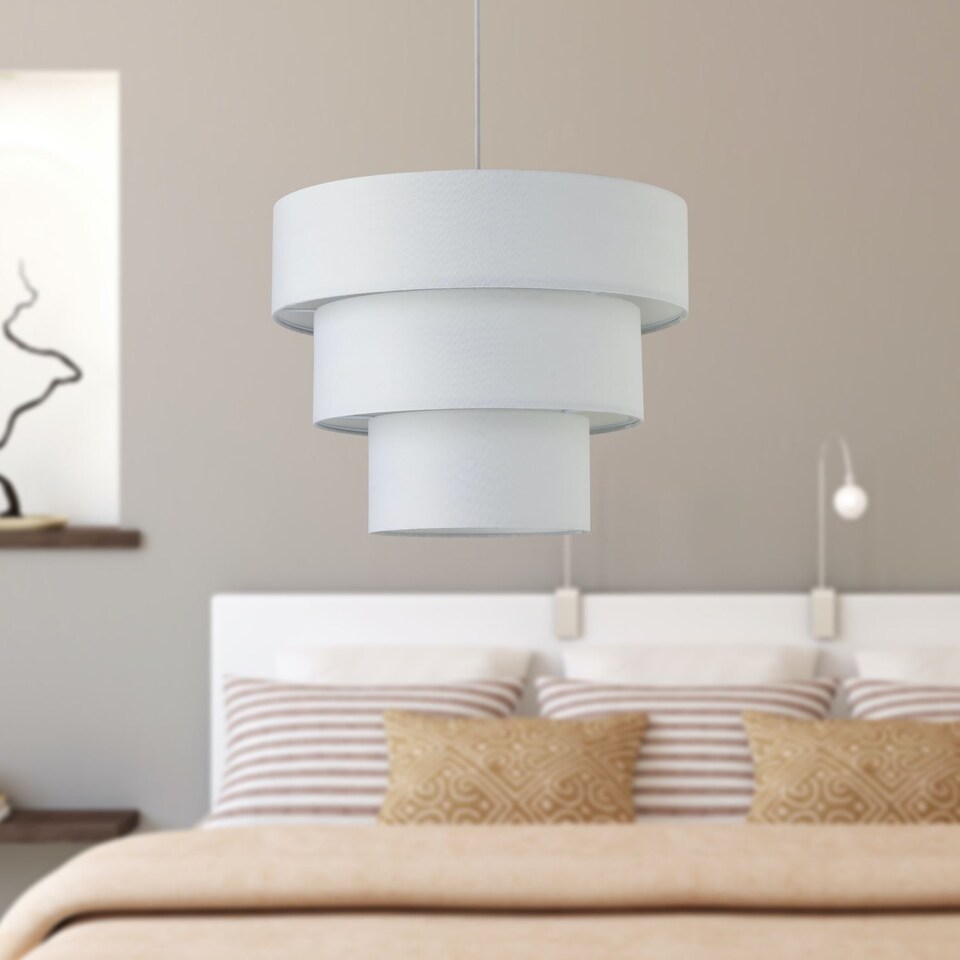 image 1 of Set of 2 Barty - White 38cm Tiered Pendant Shades | White | Large | 2