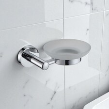 Showerdrape Modernity Chrome Stainless Steel Wall Mounted Frosted Glass Soap Dish | Silver | 1