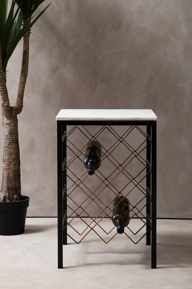 image 1 of Templar White Marble And Iron Wine Rack Table