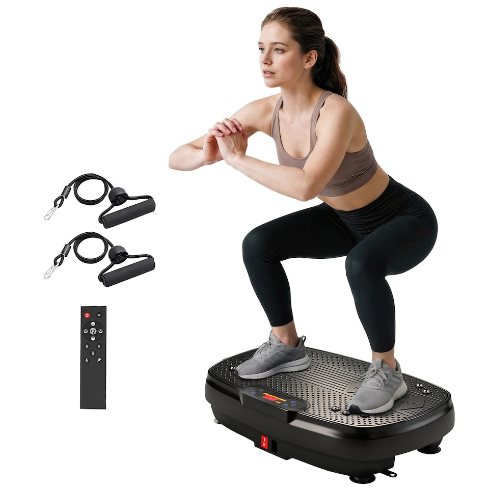 image 1 of SPORTNOW Vibration Plate Exercise Machine with 120 Speed Levels, 5 Programs | Black | Glossy black | 52.4L x 31W x 12H cm