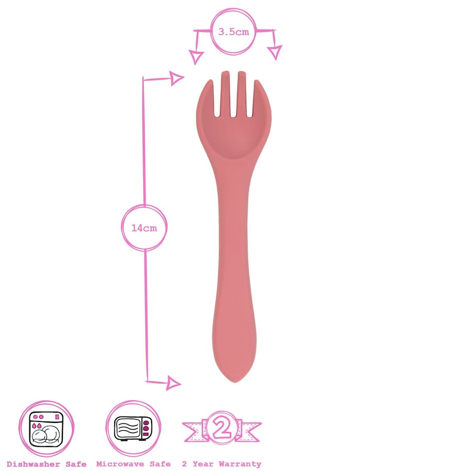 image 1 of Tiny Dining Baby Silicone Weaning Fork - Dusty Rose Pink