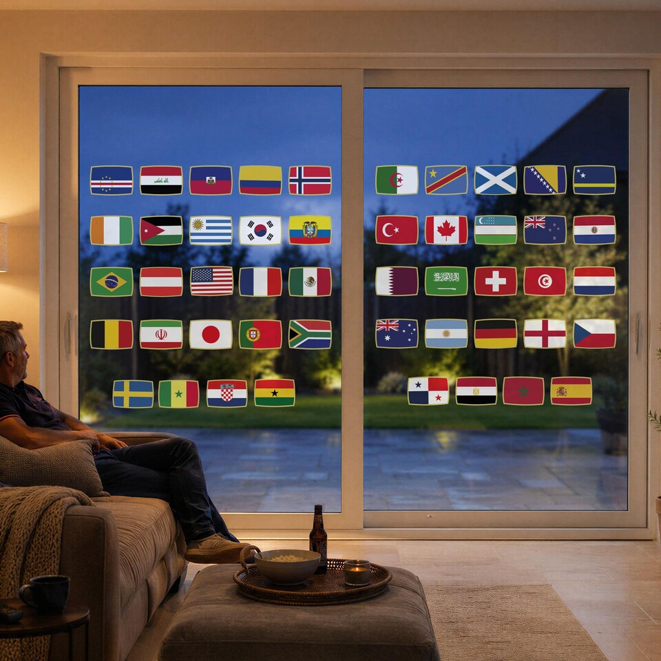image 1 of Football Tournament Flags Window Sticker Pack