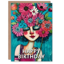 Flower Head Girl Purple Plant Lover Woman Her Birthday Card