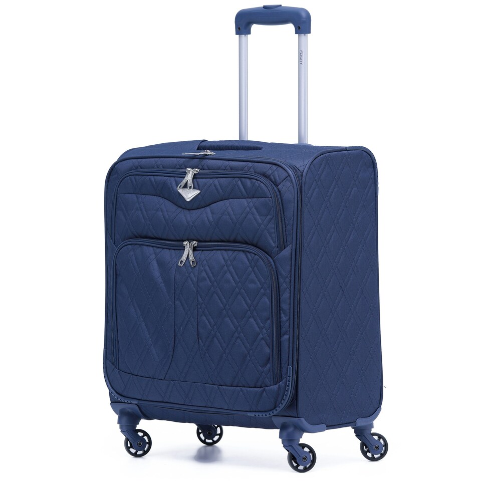 image 1 of Flight Knight Lightweight 4 Wheel 800D Soft Case Quilted Suitcase Cabin Carry On Hand Luggage Approved for easyJet & BA Maximum Size Overhead Carry On Blue | Navy | Cabin Bag