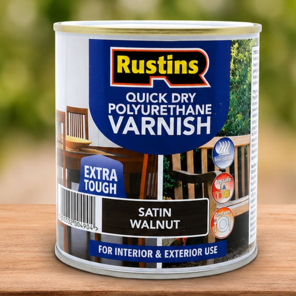 image 1 of Rustins Quick Drying Polyurethane Varnish Satin Walnut 1L