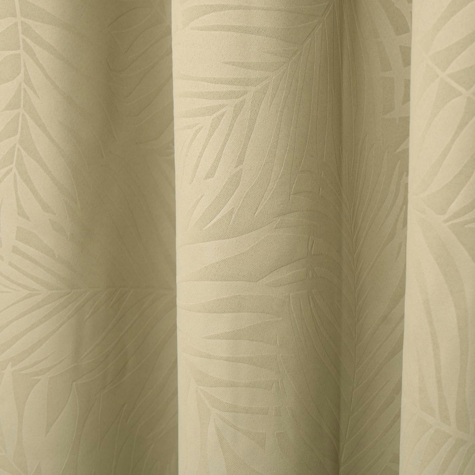 image 1 of OHS Leaf Print Thermal Blackout Eyelet Curtains, 66x72" - Sage Green