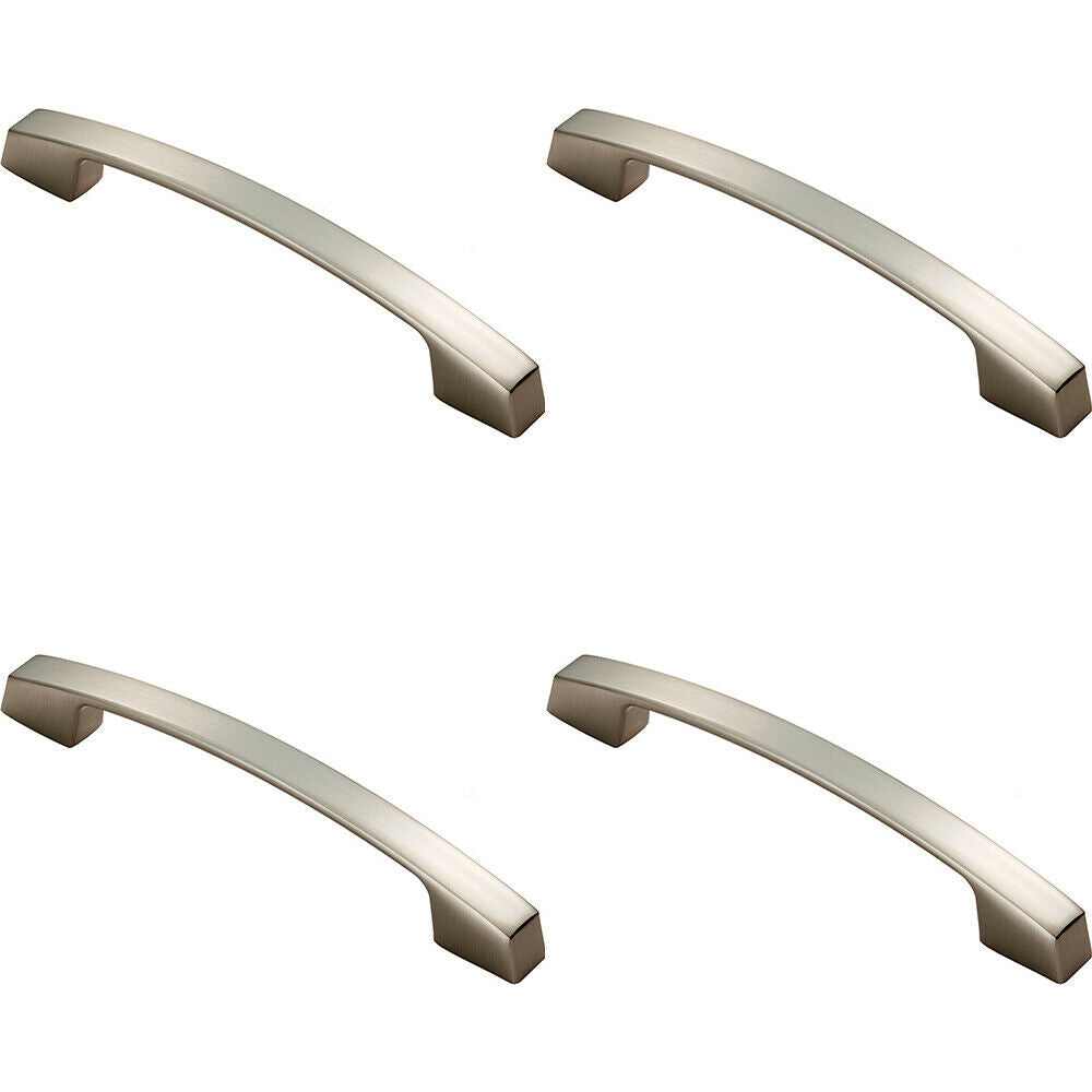 Loops 4x Curved Bridge Pull Handle 169 x 14mm 128mm Fixing Centres Satin Nickel in Metallics