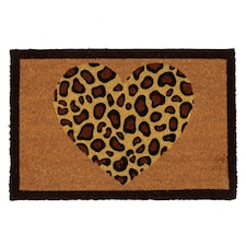 Nicola Spring Coir Door Mat - 60 x 40cm - Leopard Heart