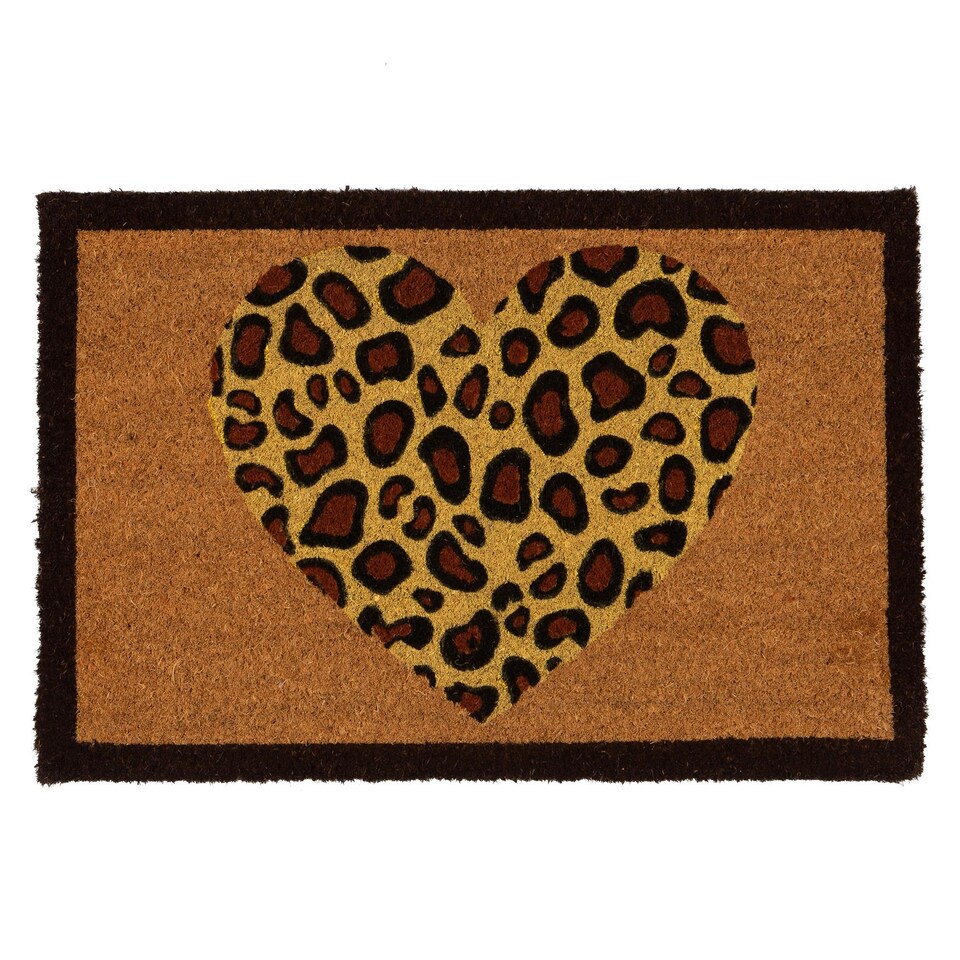 image 1 of Nicola Spring Coir Door Mat - 60 x 40cm - Leopard Heart