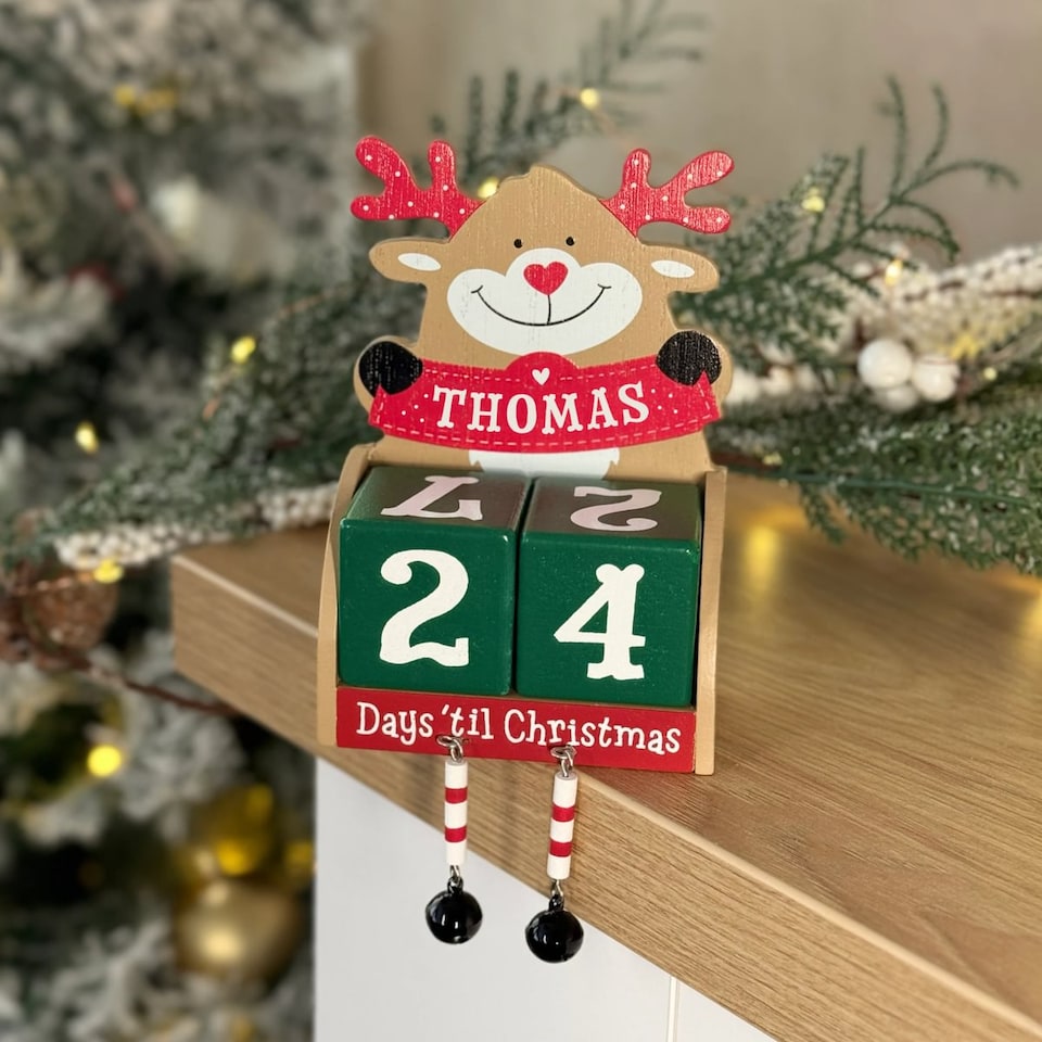 image 1 of Pre-personalised Wood Advent Block Calendar - Over 80 Titles - Thomas