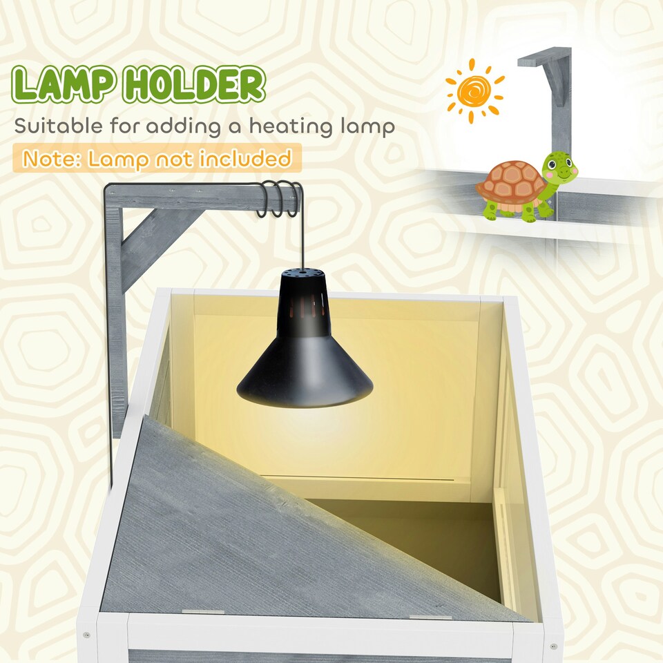 image 1 of PawHut Wooden Tortoise House with Storage Shelf, Clear Observation Windows