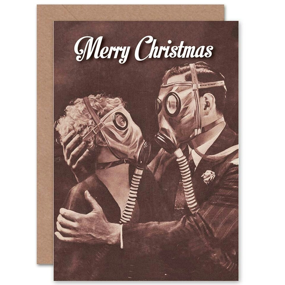 image 1 of Alternative Xmas Bizarre Gas Mask Funny Christmas Card
